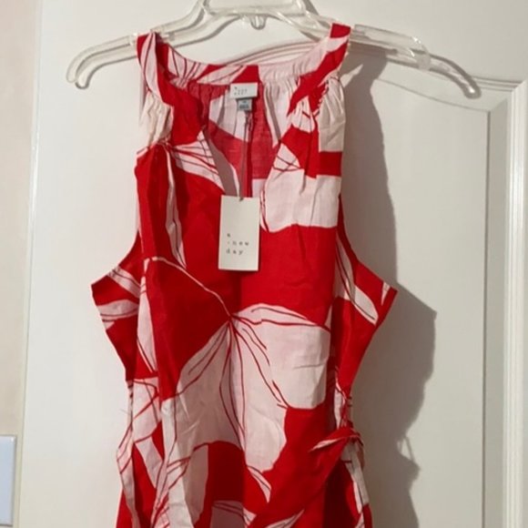 NWT new day Red Floral Sundress Sz L Red White - Picture 3 of 4